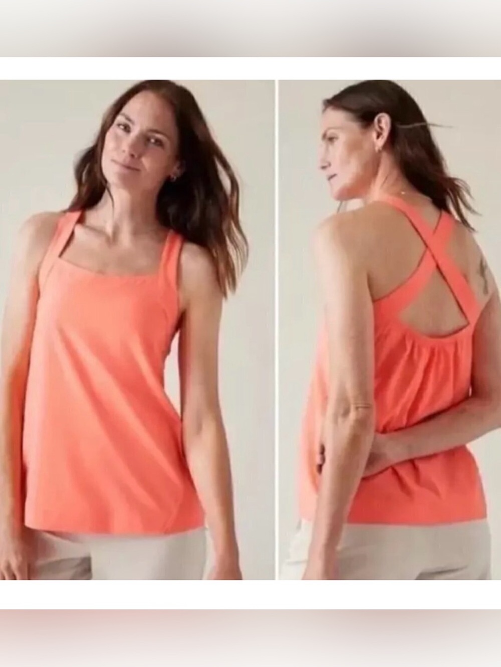 Athleta Arrival Camisole Vibrant Coral/Orange Cross-Back Tank NWT